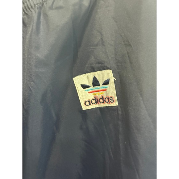 Adidas Unisex Windbreaker Pants L Navy Blue Pull Tie Band Zipper Leg Vintage Y2K - Picture 4 of 13